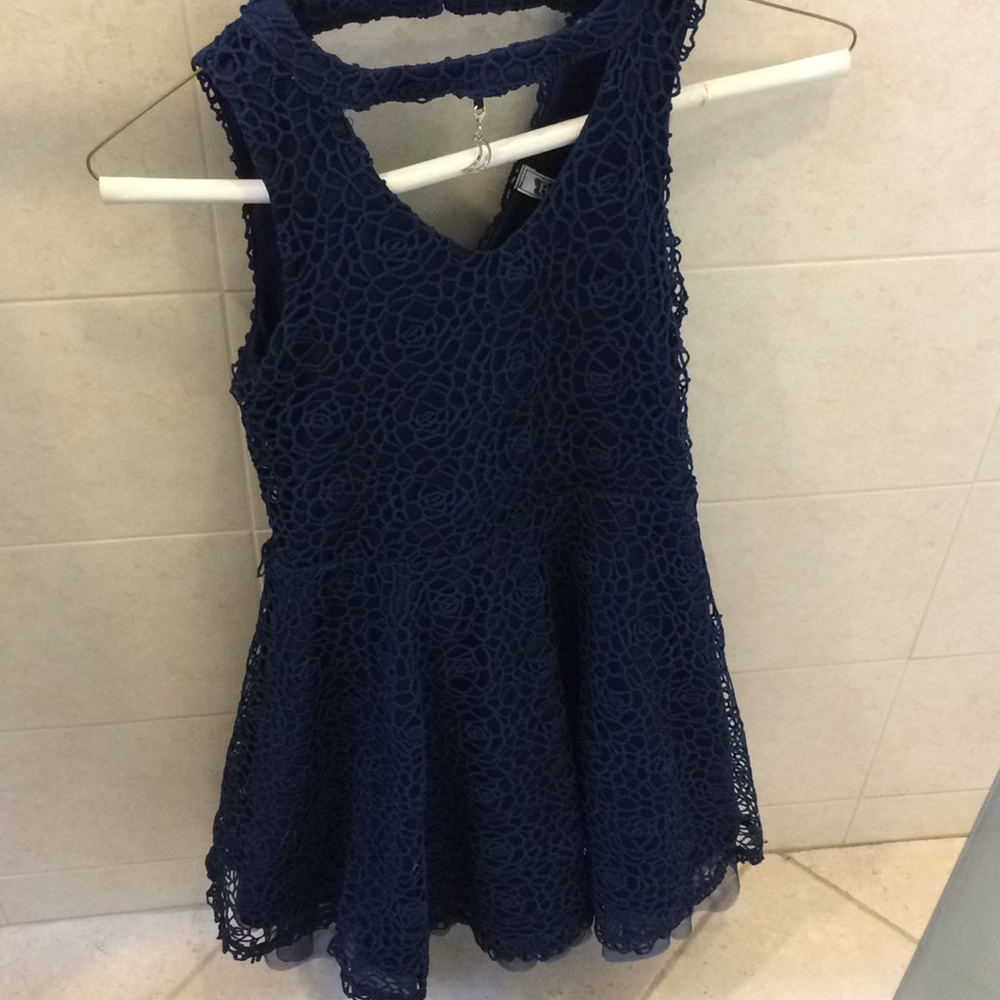 Dark-blue lace dress with moon charm